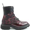 HEAVENLY FEET WOMENS ZIP LACE ANKLE BOOT - BURGUNDY PATENT